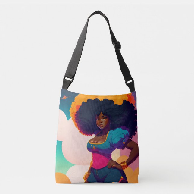 Sassy Black Afro Girl Internationell Women's Day Axelväska (Framsida)