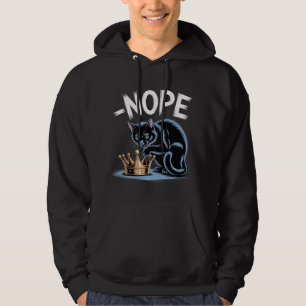 Sassy Black Cat med Krona och "NOPE"-offert Hoodie