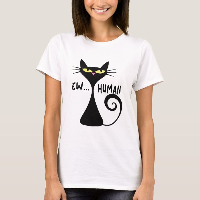 Sassy Black Cat Sarcastic Attitude T Shirt (Framsida)