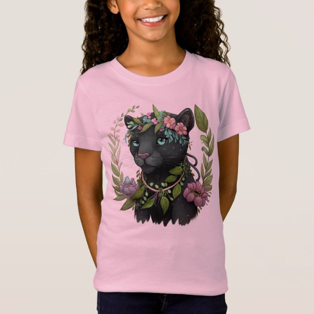 Sassy Black Panther Girl's T-Shirt (Framsida)