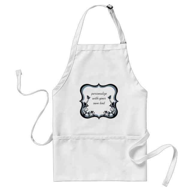 Sassy Blommigt Ram Apron, Mörk Periwinkle Förkläde (Framsidan)