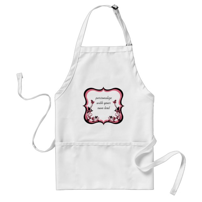 Sassy Blommigt Ram Apron, Rosa Förkläde (Framsidan)