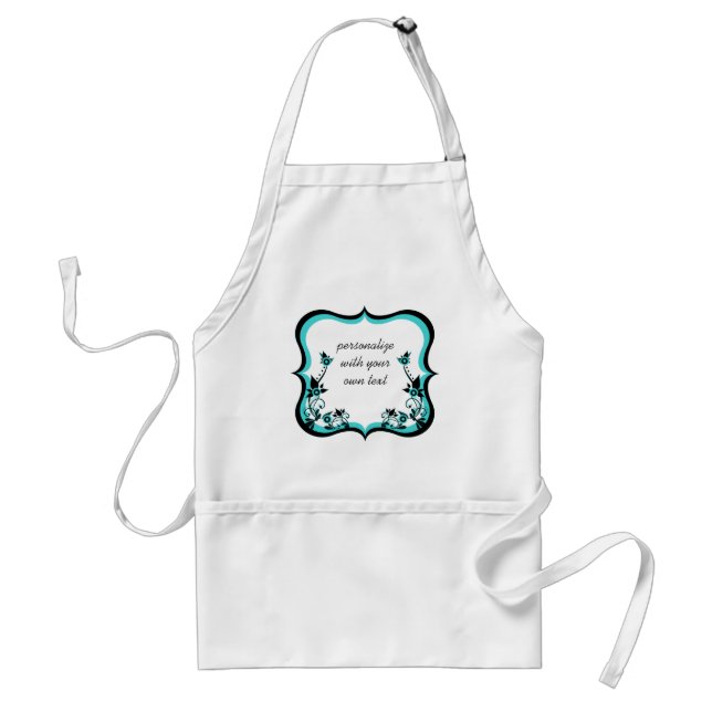 Sassy Blommigt Ram Apron, turkos Förkläde (Framsidan)