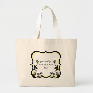 Sassy Blommigt Ram Bag, Light Gult Jumbo Tygkasse
