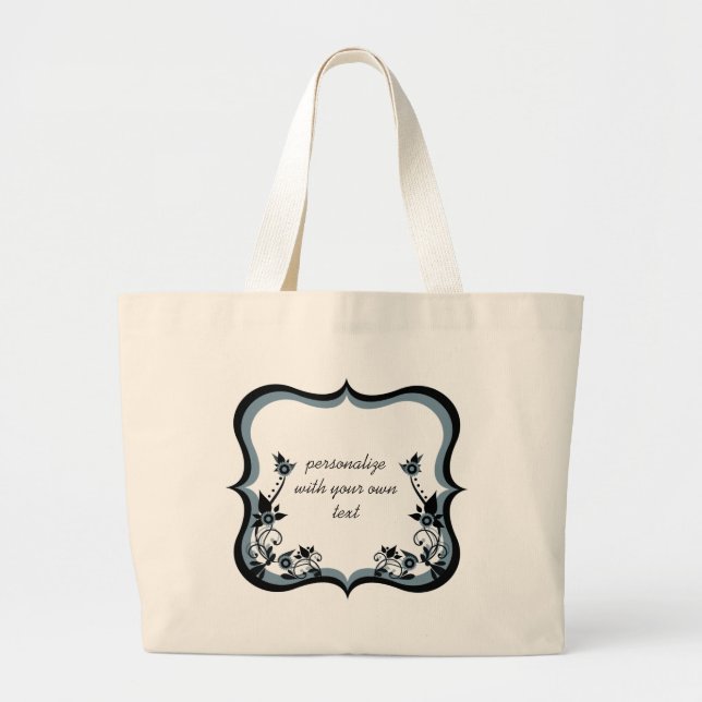 Sassy Blommigt Ram Bag, Mörk Periwinkle Jumbo Tygkasse (Framsidan)