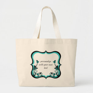 Sassy Blommigt Ram Bag, turkos Jumbo Tygkasse