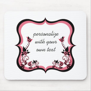 Sassy Blommigt Ram Mousepad, Rosa Musmatta