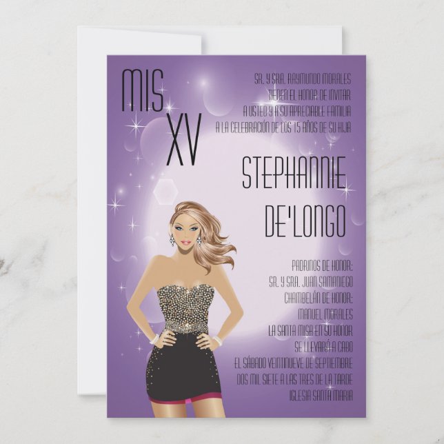 Sassy blond Quinceanera födelsedaginbjudan för 5x7 Inbjudningar (Framsida)