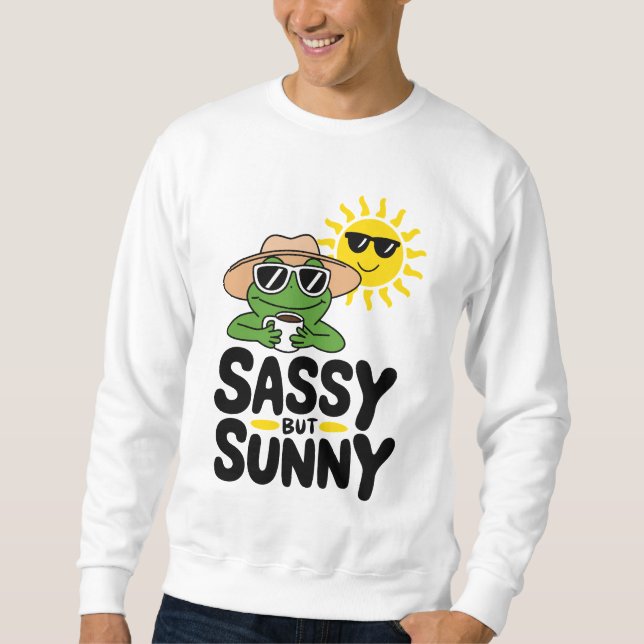 Sassy but Sunny Frog Design - Lönsam sommarkaffe Lång Ärmad Tröja (Framsida)