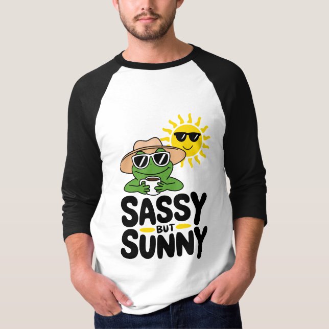 Sassy but Sunny Frog Design - Lönsam sommarkaffe T Shirt (Framsida)