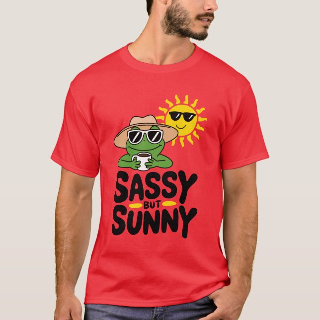 Sassy but Sunny Frog Design - Lönsam sommarkaffe T Shirt (Framsida)