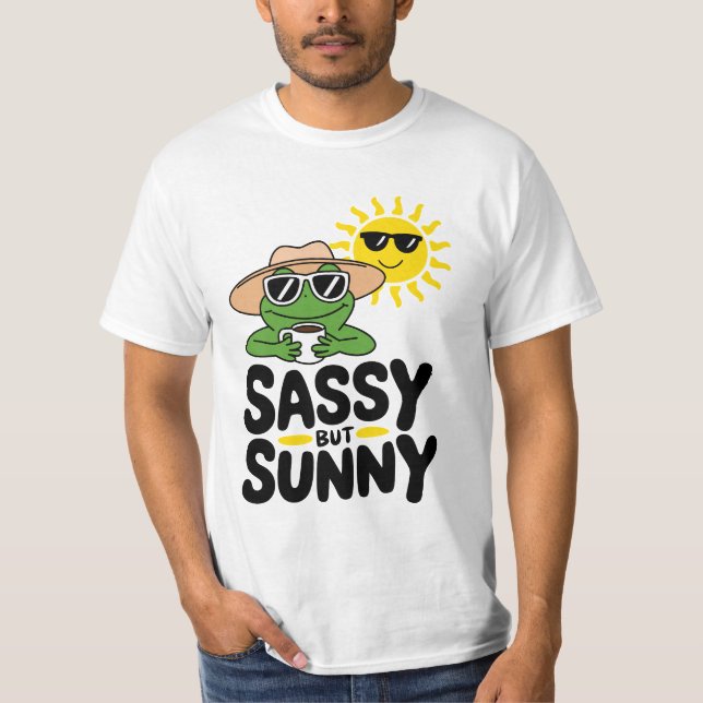 Sassy but Sunny Frog Design - Lönsam sommarkaffe T Shirt (Framsida)