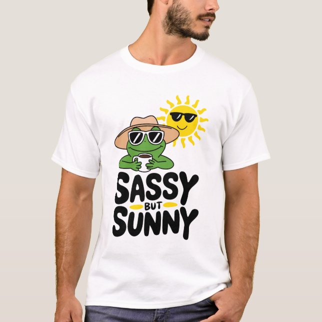 Sassy but Sunny Frog Design - Lönsam sommarkaffe T Shirt (Framsida)