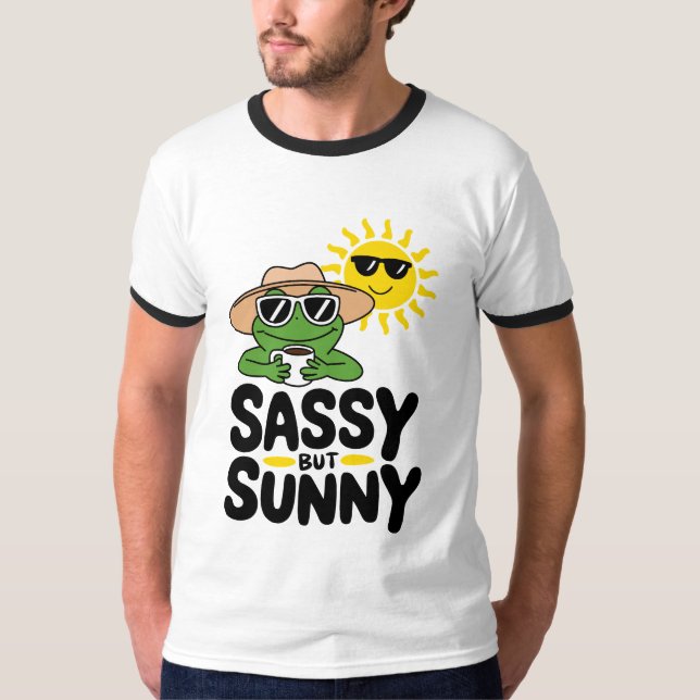 Sassy but Sunny Frog Design - Lönsam sommarkaffe T Shirt (Framsida)