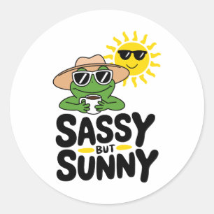Sassy but Sunny Frog Design - Lustig sommar Runt Klistermärke