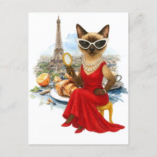 Sassy Cat är i Paris Frankrike Helg Vykort