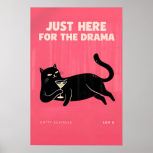Sassy Cat Cocktailtryck, Rosa Dramatikör Vägg Poster