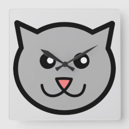 Sassy Cat Round Clock Fyrkantig Klocka