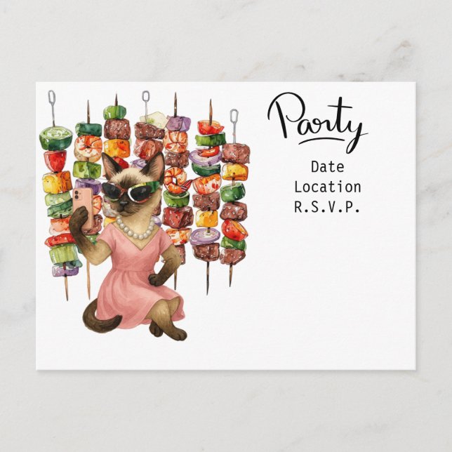 Sassy Cat Selfie vid gruppinbjudan Vykort (Framsida)