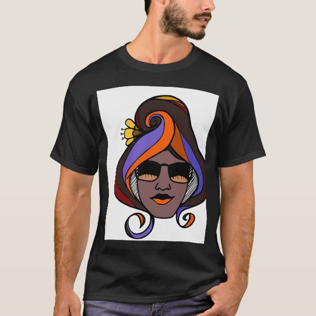 Sassy Classy Dam - Solig Blomfunk T Shirt (Framsida)