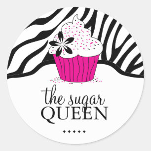 Sassy Decorative Zebra ränder Bakery Stickers Runt Klistermärke