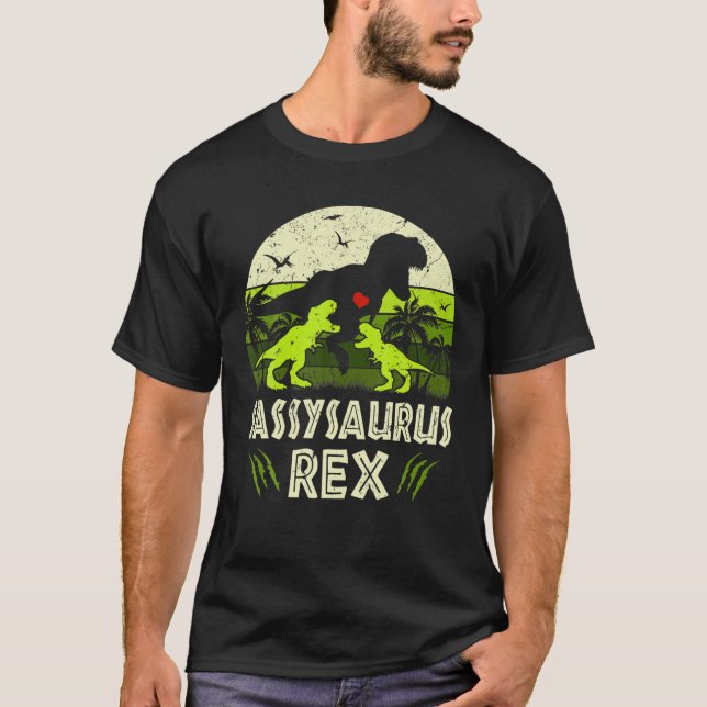 Sassy Dinosaur T Rex Sassysaurus 2 Kids Family Mat Shirt (Framsida)