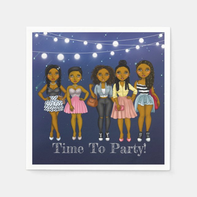 Sassy Diva Blue Time to Party Pappersservett (Framsidan)