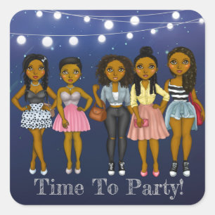 Sassy Diva Time to Party Square Sticker Fyrkantigt Klistermärke