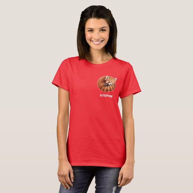  Sassy Djur Röd Panda  T Shirt (Hel framsida)