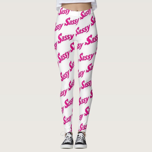 Sassy  Eldröd typografimönster Leggings (Framsida)