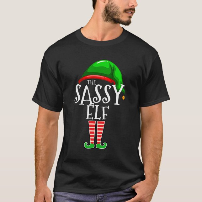 Sassy Elf-familjens matchande julklapp för gruppen T Shirt (Framsida)