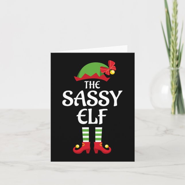 Sassy Elf-familjens matchningsgrupp jul Kort (Framsida)