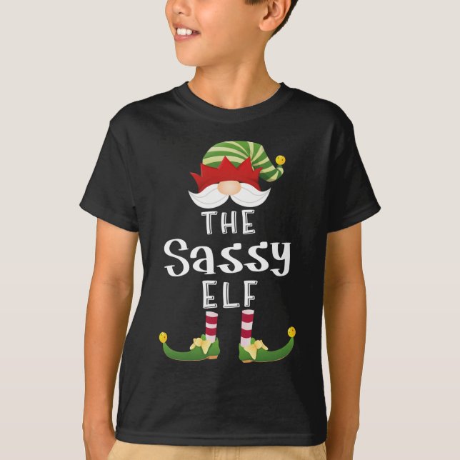 Sassy Elf jul Funny Pajama Party T Shirt (Framsida)