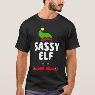 Sassy Elf T-Shirt Matching jul Costume Shirt