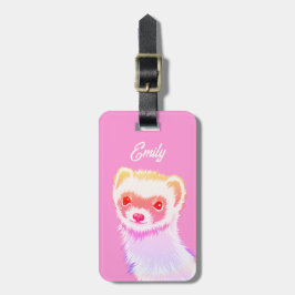 Sassy Ferret i Rainbow Färg Bagagebricka