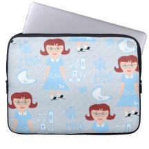Sassy Fifties Girl Blue Classic Sötnos Mönster