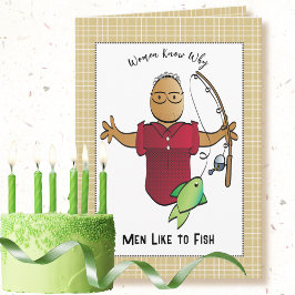 Sassy Fishing Ethnic Male Tecknad Joke Birthday Kort