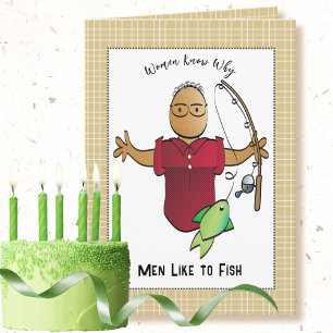 Sassy Fishing Ethnic Male Tecknad Joke Birthday Kort