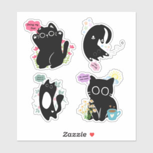 Sassy Funny Motivational Black Cat-etikettuppsättn Klistermärken