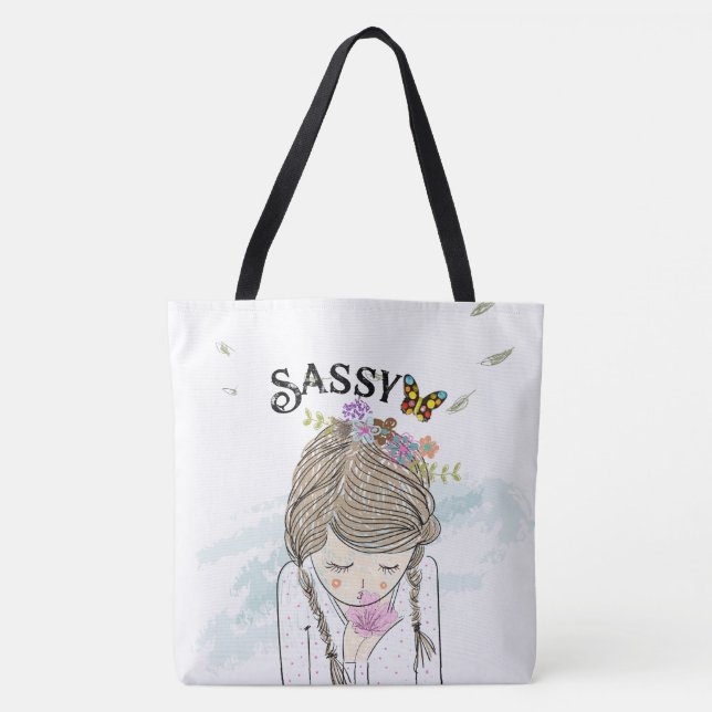 Sassy girl power tote tygkasse (Framsida)