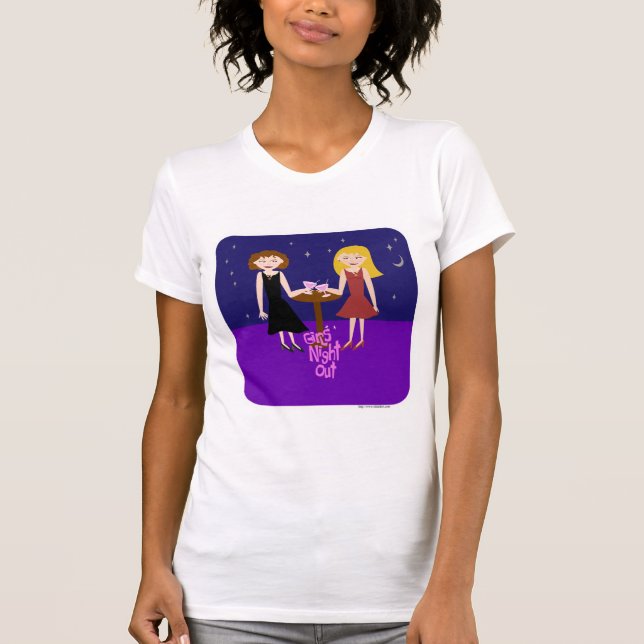 Sassy Girls Night Out Roligt Flirty Tecknad T Shirt (Framsida)
