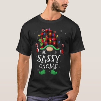 Sassy Gnome Buffalo Plaid Matching Family Christma T Shirt