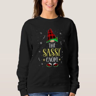 Sassy Gnome Buffalo-rutig Matchande Jul Familj T Shirt