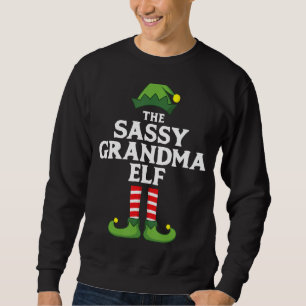 Sassy Grandma Elf Matching Family Group jul Lång Ärmad Tröja