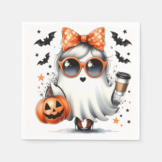 Sassy Halloween Ghost/Party Pappersservett (Framsidan)