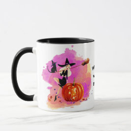 Sassy Halloween Witch med katt Mugg