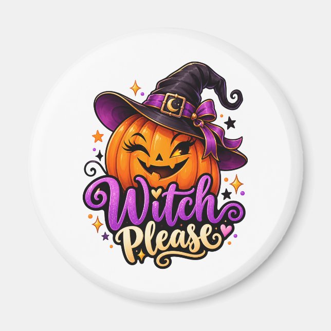 Sassy Häxa Please Pumpa Halloween Magnet (Framsidan)