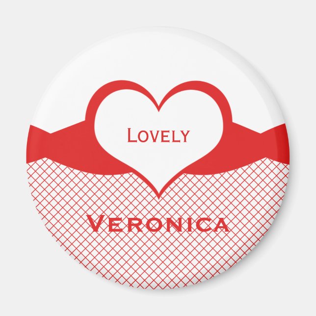 Sassy Heart Fishnet Magnet, Red Magnet (Framsidan)