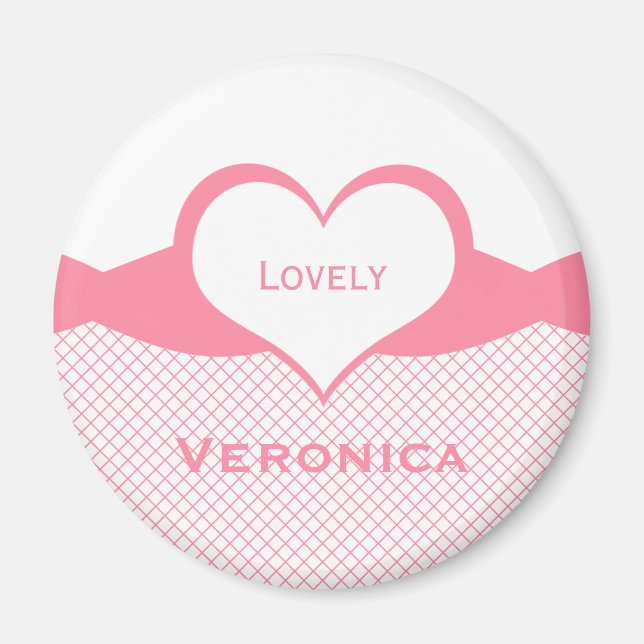 Sassy Heart Fishnet Magnet, Rosa Magnet (Framsidan)