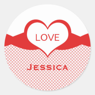 Sassy Heart Fishnet Stickers, Red Runt Klistermärke